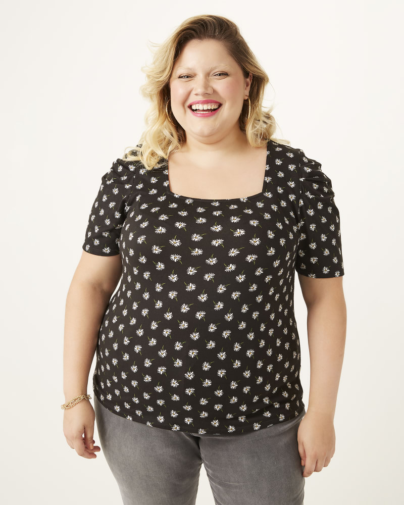 Front of plus size Eleanor Puff Sleeve Top by Socialite | Dia&Co | dia_product_style_image_id:165510